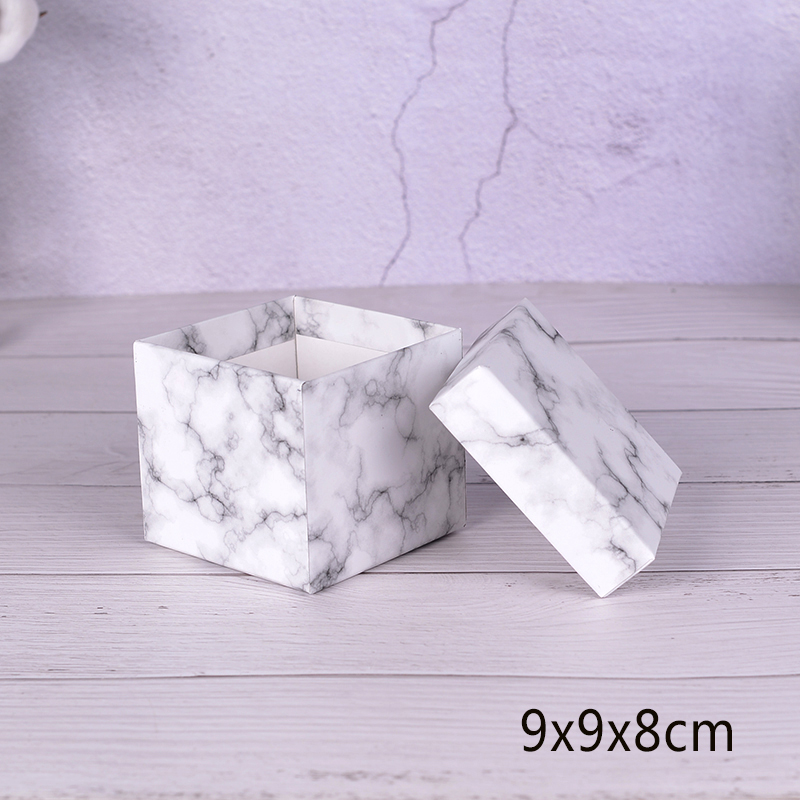 9X9x8cm (With Pillow)Marbling Jewelry box ornaments packing box Bracelet Ring Wrist watch Ear Studs Necklace trumpet Gift box Heaven and earth cover