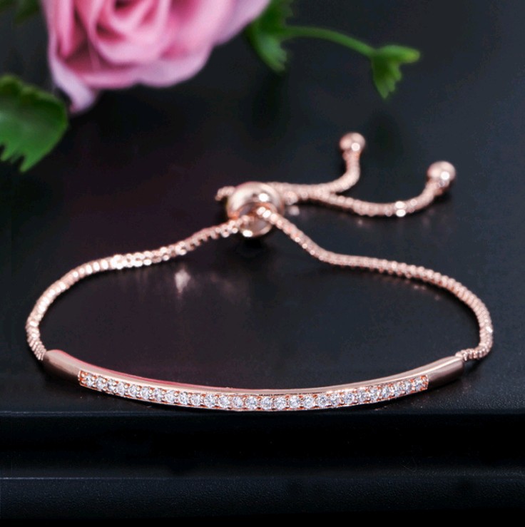 Rose GoldAdjustable Bracelet Bangle for Women RoseGold Color Jewelry
