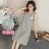 Nightdress nữ mùa hè vest với ngực pad bar áo ngực Hàn Quốc phiên bản sinh viên tươi đồ ngủ cotton không tay có thể được đeo