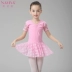 Khiêu vũ trẻ em mặc ren nhỏ mận tập thể dục quần áo cô gái bông mùa hè ngắn- tay bé một mảnh hiệu suất nhảy váy