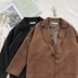 RENA đề nghị mùa thu chất lượng cao đơn giản retro nút đơn khí chất màu rắn lỏng giảm béo blazer hoang dã áo vest nữ dáng suông Business Suit