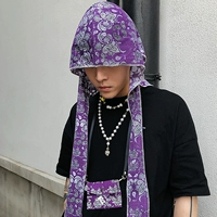 Salute19ss hoa điều màu đen khăn trùm đầu hiphop hip-hop headscarf nam in net red street dance bboy headgear - Kerchief / Earflap khăn ống chống nắng