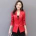 Xuân 2019 mới Hained leather nữ ngắn Phiên bản Hàn Quốc của bộ đồ nhỏ tự trồng cổ áo khoác da nữ áo khoác cỡ lớn - Quần áo da áo da bomber Quần áo da