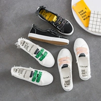 Giày vải nữ 2018 hè mới nhỏ nhỏ màu trắng hoang dại lười phiên bản Hàn Quốc của miếng dán ma thuật Giày trắng giày thông thường giày sport