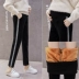 Bà bầu mặc quần áo mùa đông cộng với quần legging nhung dày MM200 chất béo cộng với quần nhung dày ấm eo cao kéo dài bụng nâng quần