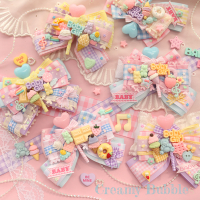 taobao agent Original lolita macaron color 呲 sweet ice cake cake bears candy butterfly nodes and fibrus brooch