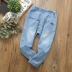 Quần jean bé trai mỏng bé xuân hè quần dài 2019 mẫu mùa xuân cho bé quần cotton co giãn chân 1002 - Quần jean short jean bé trai Quần jean