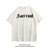 UxnStudio Original Tide Brand Alien Person Printed Short Grapefruit Men's Summer's Shie Asian Dark Wind T 侐 наряд пара