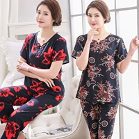 Trung niên mùa hè đồ ngủ nữ bông dành cho người lớn cotton lụa tre quần ngắn tay XL phù hợp với mùa hè mỏng do bo dep