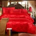 Chăn màu đỏ bao gồm một mảnh duy nhất jacquard quilt bìa AB phiên bản chăn đơn đôi sản phẩm giường cưới 2 mét - Quilt Covers Quilt Covers