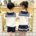 Mẫu giáo vườn quần áo mùa hè ngắn tay tiểu học đồng phục lớp quần áo trẻ em phù hợp với phong cách Anh Liuyi trang phục tùy chỉnh