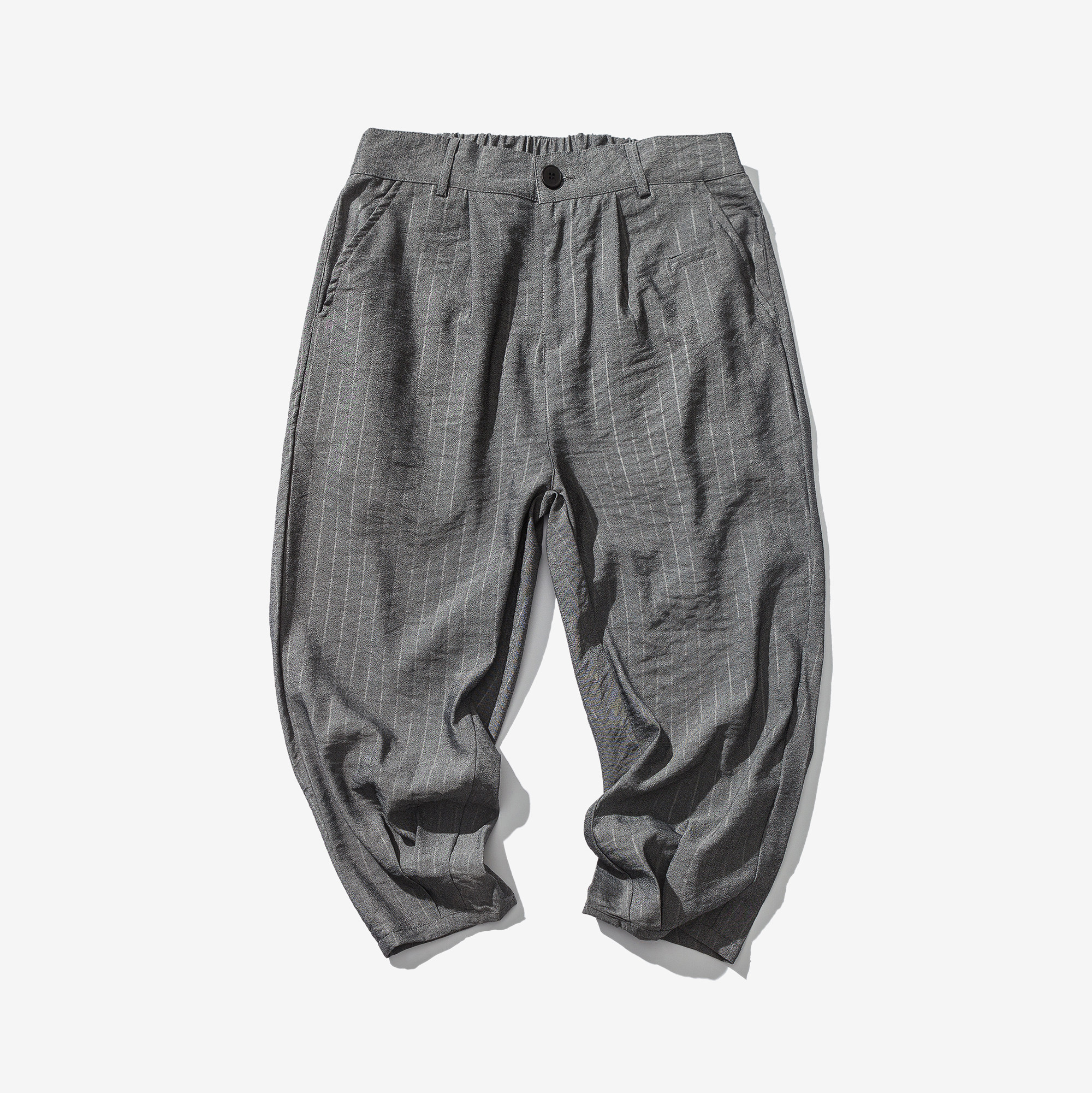 (白底图)2018夏季新款 日系复古条纹宽松休闲八分裤男k1820-p75