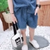 Bộ đồ bé trai mùa hè 2019 mới phiên bản Hàn Quốc thời trang trẻ em mặc quần short denim thời trang hai bộ quần áo thủy triều - Quần jean Quần jean