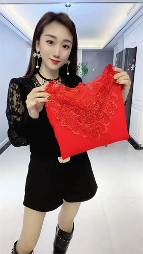 Интернет -знаменитость мода женская одежда 2022 Весна и осень Новая высокая высокая чувства китайская красная кружевная рубашка универсальный дизайн