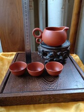 Чайный набор 八九十年代宜兴紫砂杯 陶然 红泥 老茶海印字茶具套装