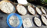 Дегидратационные рисовые кусочки пирога с свежими сушеными товарами.