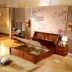 Mới phong cách Trung Quốc gỗ sồi 1,8 m giường đôi hiện đại phòng ngủ gỗ rắn đồ nội thất giường cao áp hộp giường - Bộ đồ nội thất