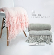 Màu xám giản dị màu chăn màu hồng sofa khăn lấy chân giường chăn ánh sáng cà phê hiện đại nhỏ gọn chăn đan giản dị - Ném / Chăn