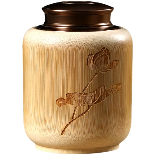 Танк бамбука бамбука ручной работы китайский дом китайский дом с большим масштабным чайной коробкой металлический алюминиевый чехол резные чайные цилиндр