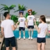 2017 cha mẹ và con mùa hè mới gia đình ba ngắn tay T-Shirt quần short trẻ em Hàn Quốc phiên bản của tự trồng gia đình triều