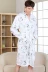 Áo ngủ nam mùa xuân và mùa thu dài tay sexy áo choàng tắm nam cotton dài đồ ngủ kích thước lớn bông giản dị dịch vụ nhà áo ngủ thu đông Hàn Quốc Night Robe