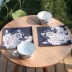 Gốc Trung Quốc in bông vải lanh nghệ thuật đế lót ly placemat pad cách nhiệt bảng mat bàn cà phê mat bát mat sen xanh