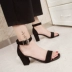 Khóa một từ với giày sandal nữ mùa hè với giày nữ 2018 phiên bản Hàn Quốc mới của giày đế mềm nữ cao gót hoang dã giày sandal nữ Vento Sandal