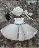 Детское белое свадебное платье, наряд маленькой принцессы, юбка на девочку, костюм подходит для фотосессий, осеннее, подарок на день рождения