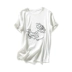 の [TX192941MG] cười Hange phác thảo gió giản dị thoải mái thêu mô hình phim hoạt hình lụa cotton T-Shirt mùa hè Áo phông