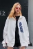 Áo khoác nam giới và phụ nữ đầu mùa thu 2018 mới của Hàn Quốc lỏng Harajuku dây kéo hit thư màu in ấn đứng cổ áo áo len sinh viên áo jacket nữ Áo len