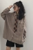 Đầu mùa thu mới Hàn Quốc phiên bản của ulzzang lỏng kẻ sọc dài tay áo sơ mi nữ áo sơ mi hoang dã (với cà vạt)