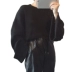 Áo len nữ mùa thu năm 2018 bộ của nữ lỏng lẻo trumpet tay áo đoạn ngắn sinh viên hoang dã thời trang màu rắn áo len bán áo len nữ Áo len