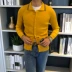 2018 đầu thu mỏng áo len dệt kim áo len Anh quý ông cao co giãn vải retro áo sơ mi nam áo blazer nam Cardigan