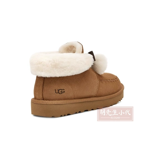 UGG Snow Boots Женская обувь подлинное повседневное плоское дно Kailin Second -Generation Bow Fold Folding Short Boots 1153517