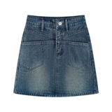 Летняя ретро приталенная джинсовая мини-юбка, юбка, подходит для подростков, с акцентом на бедрах, А-силуэт