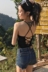 Mùa xuân và mùa hè mới của phụ nữ sexy chữ thập backless Slim mỏng sinh viên đoạn ngắn đáy mặc vest vest áo kiểu trung niên Áo ba lỗ