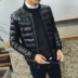 2018 mới mùa đông dày PU áo khoác da nam triều ngắn phần Hàn Quốc phiên bản áo khoác da bóng chày tự trồng bông áo khoác bomber Đồng phục bóng chày