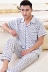 Mùa hè người đàn ông trung niên của bông đồ ngủ cha mỏng nam ngắn tay quần cotton trung niên dịch vụ nhà phù hợp với Bộ Pajama