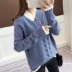 Áo mùa thu mới 2018 áo thun rộng rãi áo len học sinh phiên bản Hàn Quốc của gió lười đại học là phụ nữ cổ chữ V mỏng áo len rộng Áo len cổ chữ V