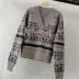 Trung tâm mua sắm với đoạn 2019 mùa thu mới đi lại áo len len nữ jacquard áo thun cổ chữ V B-5J7820340 - Đan Cardigan ao khoac len Đan Cardigan