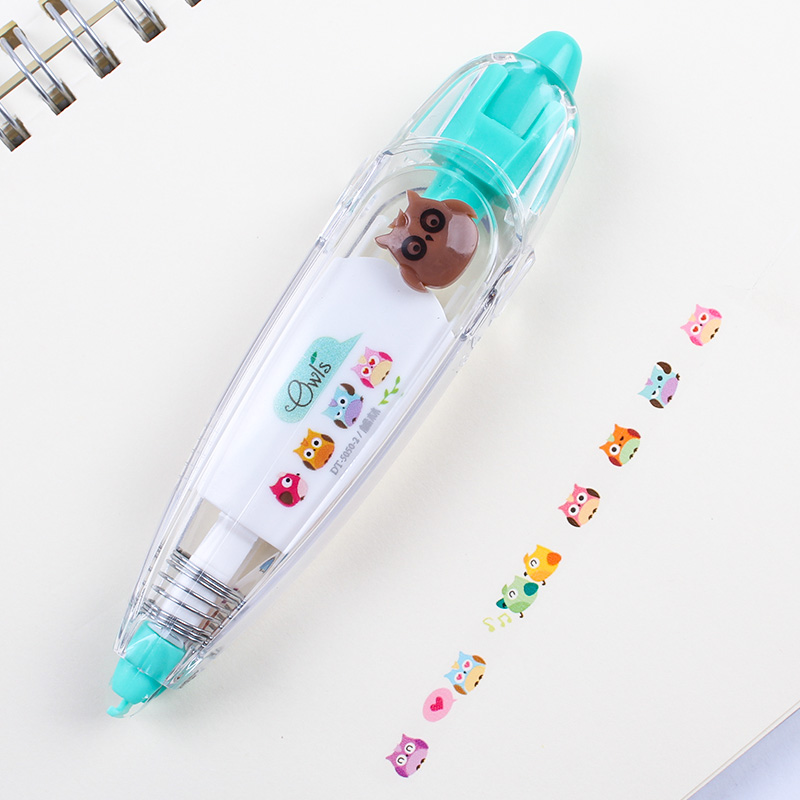 Blue Green Owllace Correction tape Stickers grow up album diy manual Stickers children Record book Hand book diary decorate