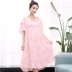 Mùa hè siêu mỏng ngắn tay cotton lụa rayon nightdress phụ nữ mang thai loose slimming MM tối thêm kích thước lớn 200 kg nữ