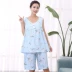 Xia Chao cotton mỏng đồ ngủ lụa đặt thêm lớn chất béo MM bông phụ nữ mỏng không tay quần short nhà dịch vụ 200 kg