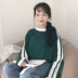 Đầu mùa thu của phụ nữ Hàn Quốc phiên bản của hoang dã thể thao giản dị t-shirt lỏng hit màu dài tay vòng cổ áo thun áo len áo khoác áo áo kiểu nữ đẹp tuổi 30 Áo len