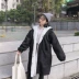 2018 mùa thu đông mới phiên bản Hàn Quốc của phần dài hai bên mặc áo khoác dày, áo khoác dài tay rộng nhỏ có mũ trùm đầu nữ Trench Coat
