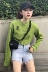 Đầu mùa thu của phụ nữ Hàn Quốc phiên bản của retro cá tính thư văn bản thêu ngắn vòng cổ áo thun áo len casual dài tay áo sơ mi