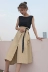 Thời trang Hàn Quốc thường phù hợp với mùa hè ngắn tay T-Shirt top + retro một mảnh váy váy dài hai mảnh nữ áo kiểu nữ đẹp tuổi 40 Bộ đồ