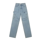 FBB Limit Summer Новый универсальный мульти -карманный дизайн Gongcong 捏 捏 Стирать синие джинсовые брюки Женские модные