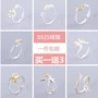 Nhật Bản và Hàn Quốc 925 nhẫn bạc nữ Sen dễ thương mạ bạc nụ hoa mở vòng điều chỉnh nhẫn ngón tay trỏ nhẫn cartier