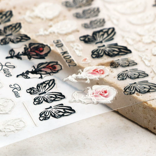 Трехмерная наклейка для маникюра с розой в составе, наклейки для ногтей для ногтей, популярно в интернете